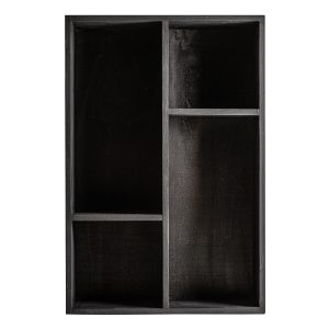 Estanteria Lux de estilo contemporáneo, fabricado en madera recuperada en color negro.