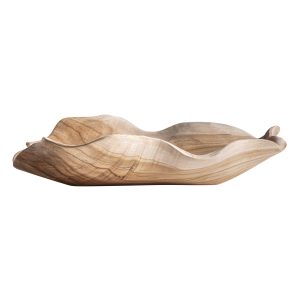 Centro de mesa Azke de estilo étnico, fabricado en madera de teka en color marrón.