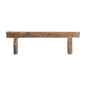Banco, fabricado en madera de teka reciclada en color marrón.