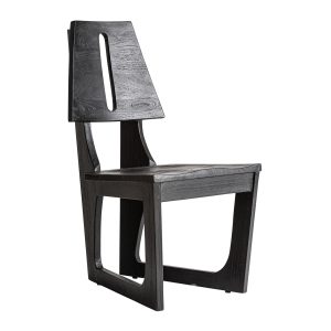 Silla Cruzel de estilo contemporáneo, fabricado en madera de teka en color negro.