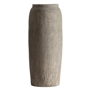 Tinaja Nadia de estilo contemporáneo, fabricado en terracota en color gris con acabado rugoso.