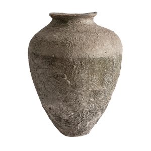 Tinaja, fabricado en terracota en color tonos neutros.