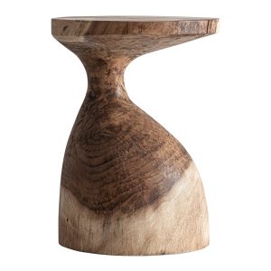 Mesa auxiliar Pakel de estilo rústico, fabricado en madera suar en color marrón con acabado envejecido.