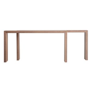 Mesa auxiliar j 2 Platte de estilo nórdico, fabricado en chapa de nogal en color marrón con acabado satinado.