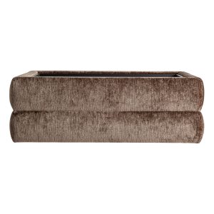 Mesa de centro Puch de estilo contemporáneo, fabricado en poliéster en color marrón, combinado con madera dm y madera de fresno en color wengué.