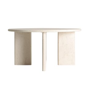 Mesa comedor, fabricado en microcemento en color blanco roto, combinado con fibra de vidrio en color blanco roto.