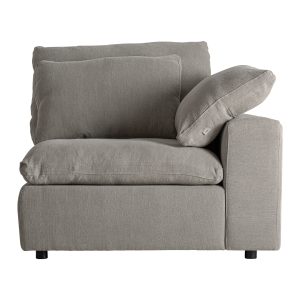 Módulo sofá esquinero Benacy de estilo clásico, fabricado en lino en color gris, combinado con madera dm y espuma. Producto desmontable, plegable, desenfundable.