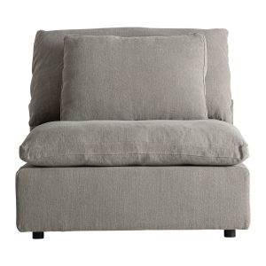 Módulo sofá central Benacy de estilo clásico, fabricado en lino en color gris, combinado con madera dm y espuma. Producto desmontable, desenfundable.