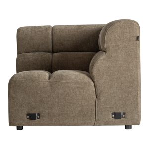 Módulo sofá esquinero Arabaux de estilo contemporáneo, fabricado en poliéster en color verde, combinado con madera eucalipto y espuma. Producto desmontable.