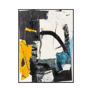 Cuadro Huets de estilo contemporáneo, fabricado en papel en color multicolor, combinado con madera de pino en color marrón.