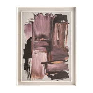 Cuadro Daisbach de estilo contemporáneo, fabricado en lienzo en color multicolor, combinado con madera de pino en color blanco.