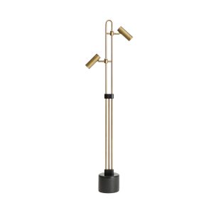 Lámpara de pie Hejce de estilo contemporáneo, fabricado en acero en color bronce, combinado con mármol en color negro.