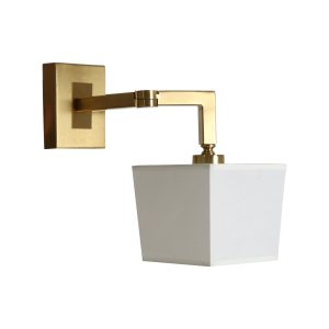 Aplique Amsteg de estilo art deco, fabricado en acero en color bronce, combinado con algodón en color blanco. Producto desmontable, extensible.