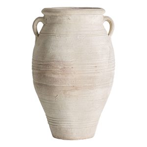 Ánfora Klam de estilo clásico, fabricado en arcilla en color beige.