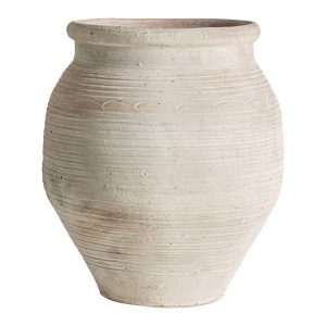Tinaja Klam de estilo clásico, fabricado en arcilla en color beige.