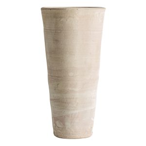 Macetero Klam de estilo clásico, fabricado en arcilla en color beige.