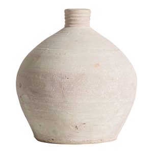 Jarrón Klam de estilo clásico, fabricado en arcilla en color beige.