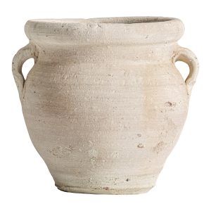 Ánfora Klam de estilo clásico, fabricado en arcilla en color beige.
