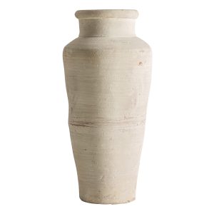 Macetero Klam de estilo clásico, fabricado en arcilla en color beige.
