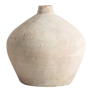 Jarrón Klam de estilo clásico, fabricado en arcilla en color beige.