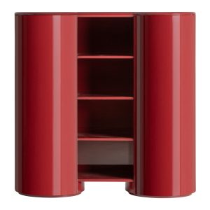 Armario Capitello, fabricado en madera dm en color rojo con acabado brillo.