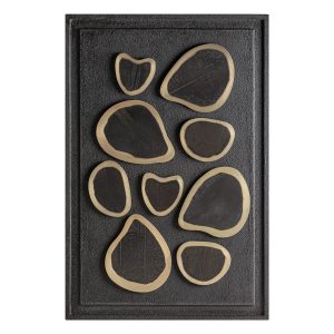 Cuadro Vesal de estilo contemporáneo, fabricado en madera dm en color negro, combinado con hierro en color dorado.