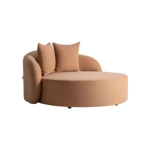 Sofá Darnac de estilo contemporáneo, fabricado en polipropileno en color marrón, combinado con aluminio.