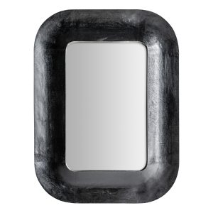 Espejo Labar de estilo contemporáneo, fabricado en madera de mango en color negro, combinado con espejo y madera dm en color negro.