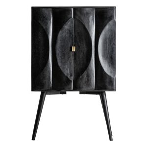 Armario Labar de estilo contemporáneo, fabricado en madera de mango en color negro, combinado con madera dm en color negro.