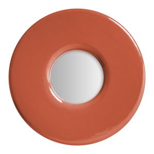 Espejo, fabricado en madera de mango en color terracota, combinado con espejo y madera dm en color marrón.
