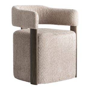 Silla Gavic de estilo contemporáneo, fabricado en poliéster en color topo, combinado con madera de fresno y espuma.