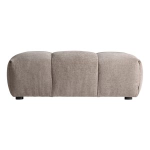 Módulo sofá reposapiés Buade de estilo contemporáneo, fabricado en poliéster en color beige, combinado con madera de caucho y espuma. Producto desmontable. Compatible con: 38904, 38905, 38906.