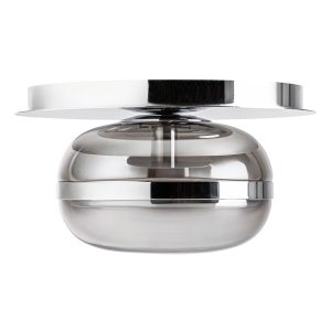 Lámpara de colgar Theal de estilo contemporáneo, fabricado en vidrio en color transparente, combinado con acero en color plata. Producto desmontable.