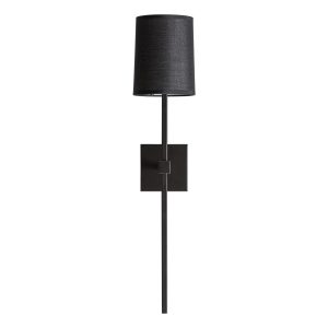 Aplique Mayer de estilo contemporáneo, fabricado en acero en color bronce, combinado con algodón en color blanco.