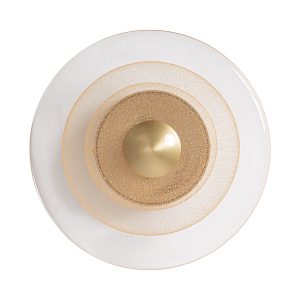 Aplique Balk de estilo contemporáneo, fabricado en vidrio en color transparente, combinado con acero en color bronce.