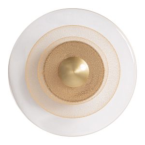 Aplique Balk de estilo contemporáneo, fabricado en vidrio en color transparente, combinado con acero en color bronce.
